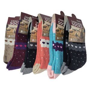 NWT Women's Lamb Wool Crew Socks, Thermal Warm Winter Heavy Duty Boot, 6 Pairs